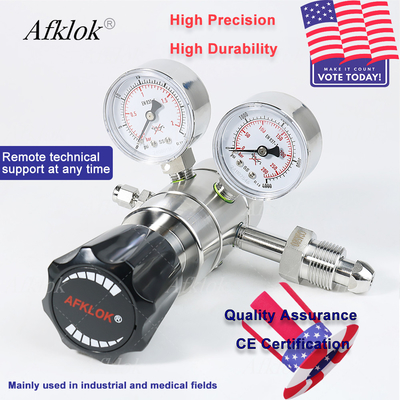 quality Inlet 4000 Outlet 30psi เครื่องปรับความดันสแตนเลส 2 ขั้นตอน สําหรับการจัดส่งก๊าซไนโตรเจนออกซิเจน CO2 ในห้องปฏิบัติการ factory
